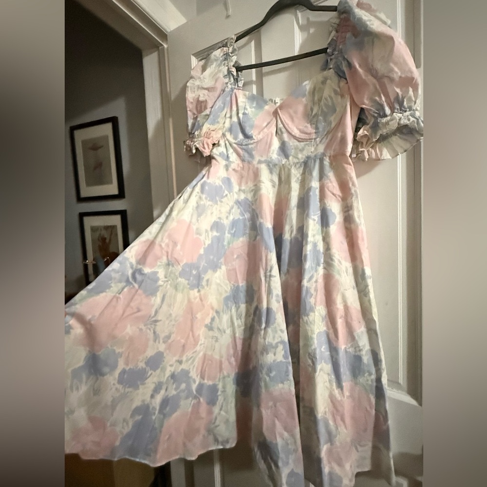 SELKIE watercolor tea rose Dress